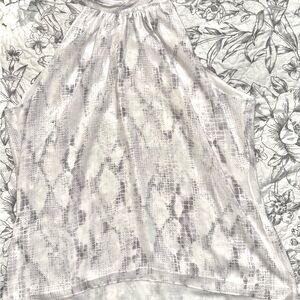 White House Black Market Gray Snake print Patterned Blouse